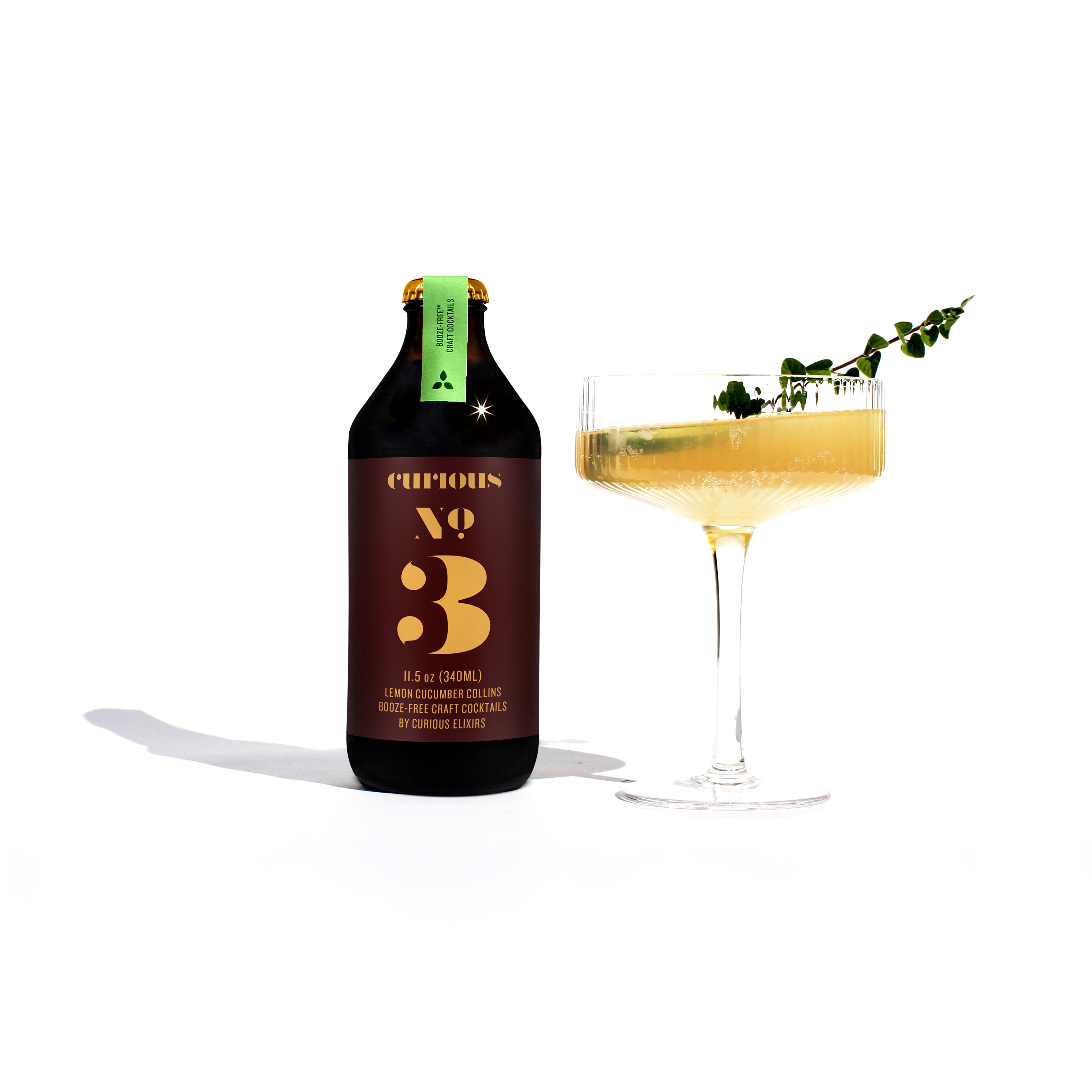 Curious Elixir No. 3 Nonalcoholic Collins with Cucumber Lemon Verbena Ashwagandha adaptogen drinks
