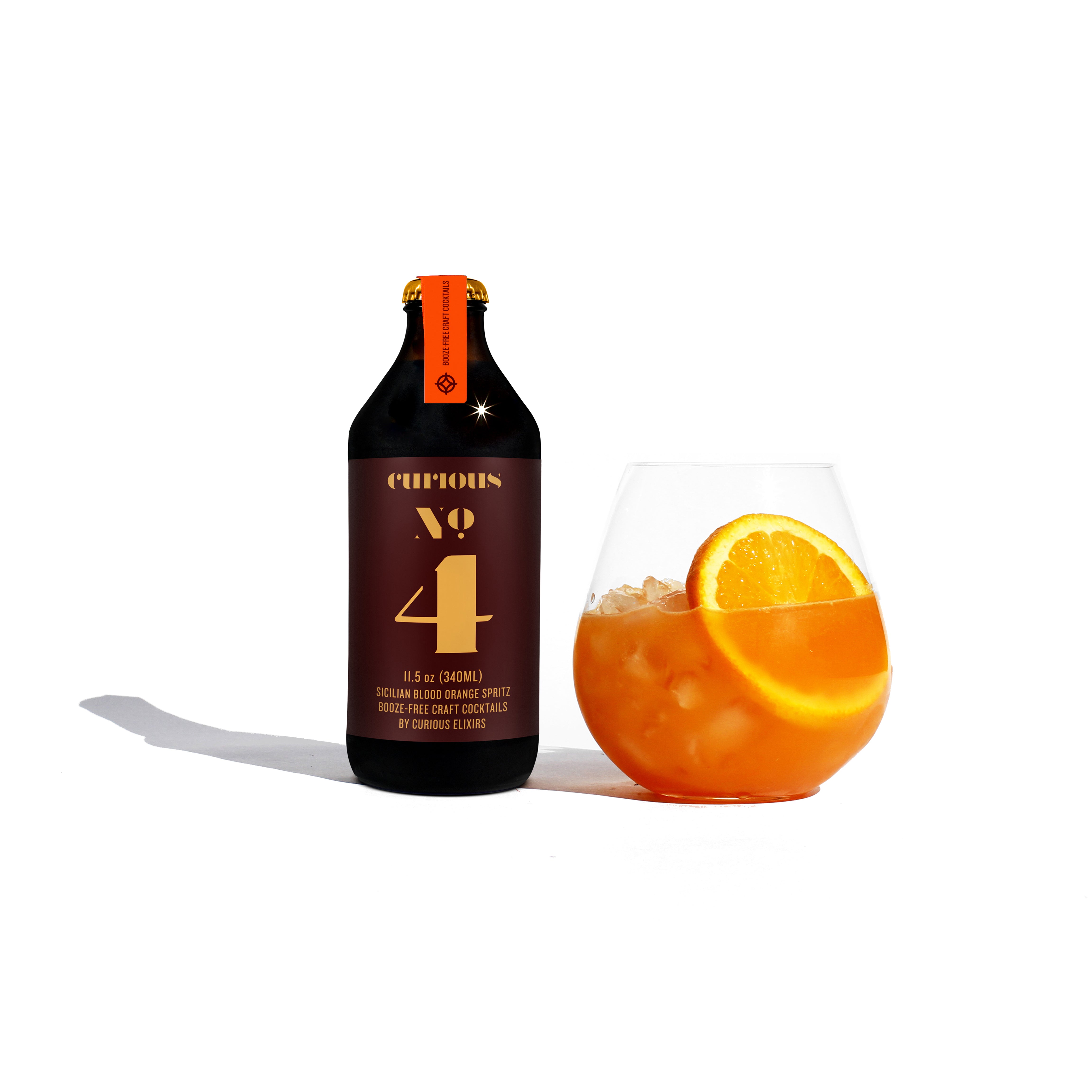 Curious Elixir No. 4 Nonalcoholic Spritz with Blood Orange Green Mandarin American Ginseng Holy Basil Adaptogens