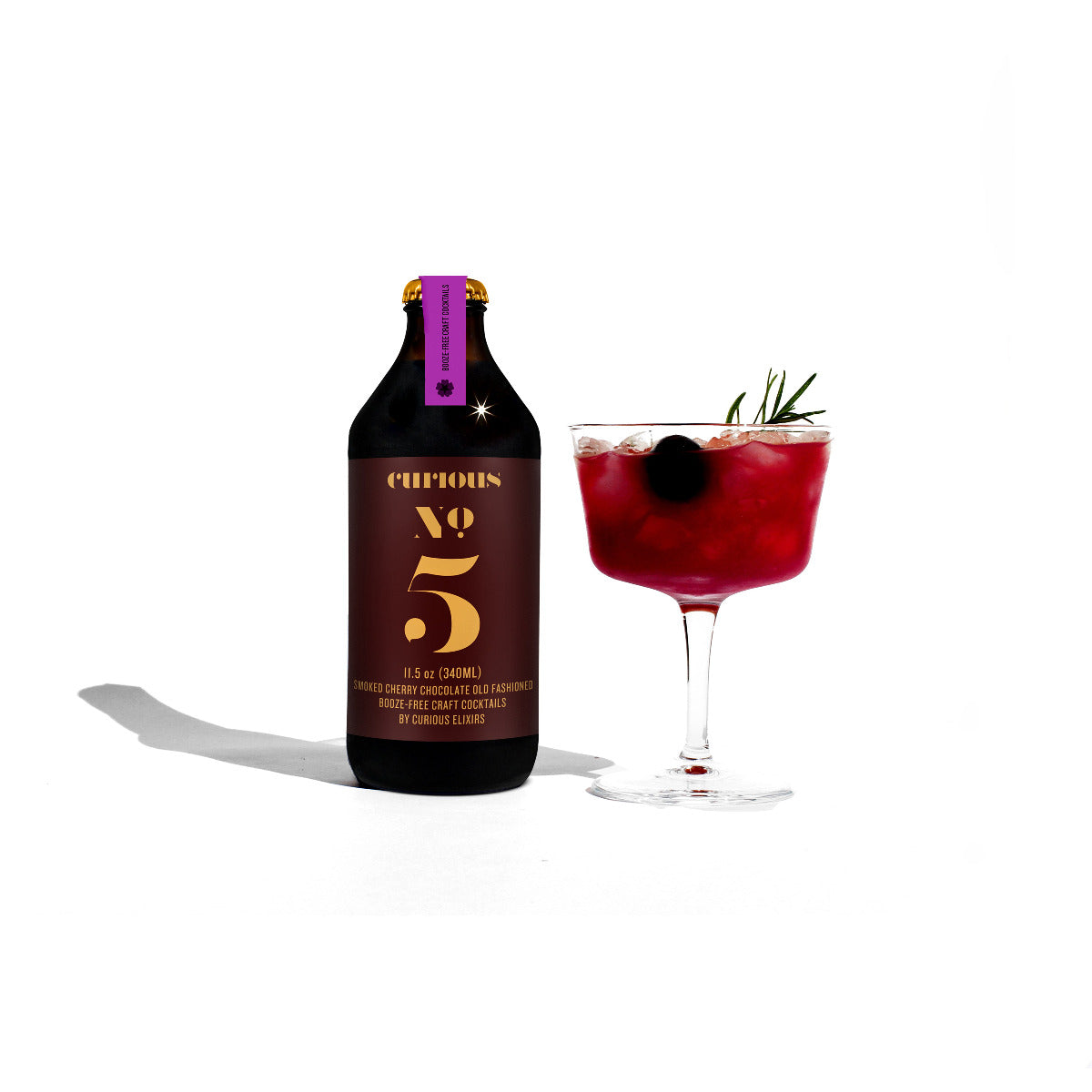 Curious Elixir No. 5 Nonalcoholic Old Fashioined with Smoked Cherry and Chocolate Elderberry Shatavari
