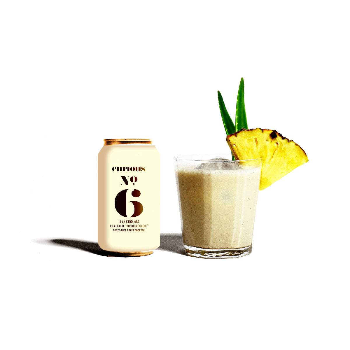 Curious Elixir No. 6 Nonalcoholic Painkiller Cocktail with Lemon Balm Nutmeg Pineapple Coconut