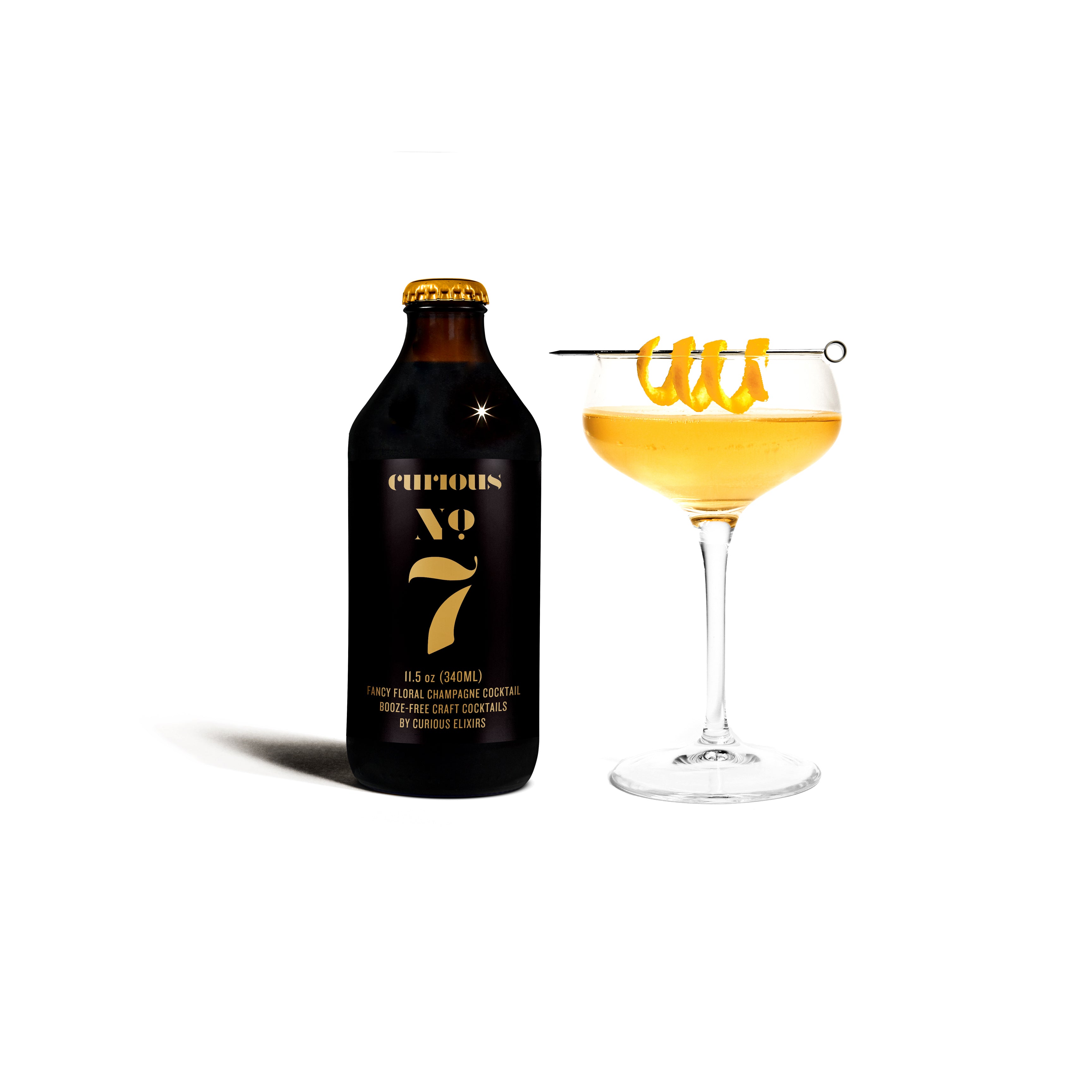 Curious Elixir No. 7 Nonalcoholic Champagne Cocktail with Elderflower Lavender Jasmine Gentian