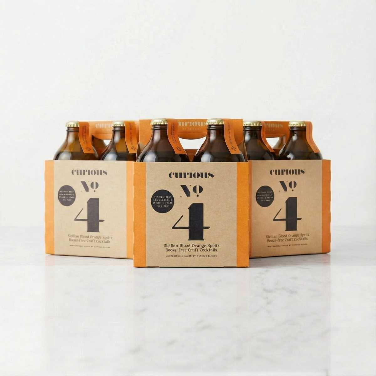 12-pack of Curious No. 4 bottles on a white background