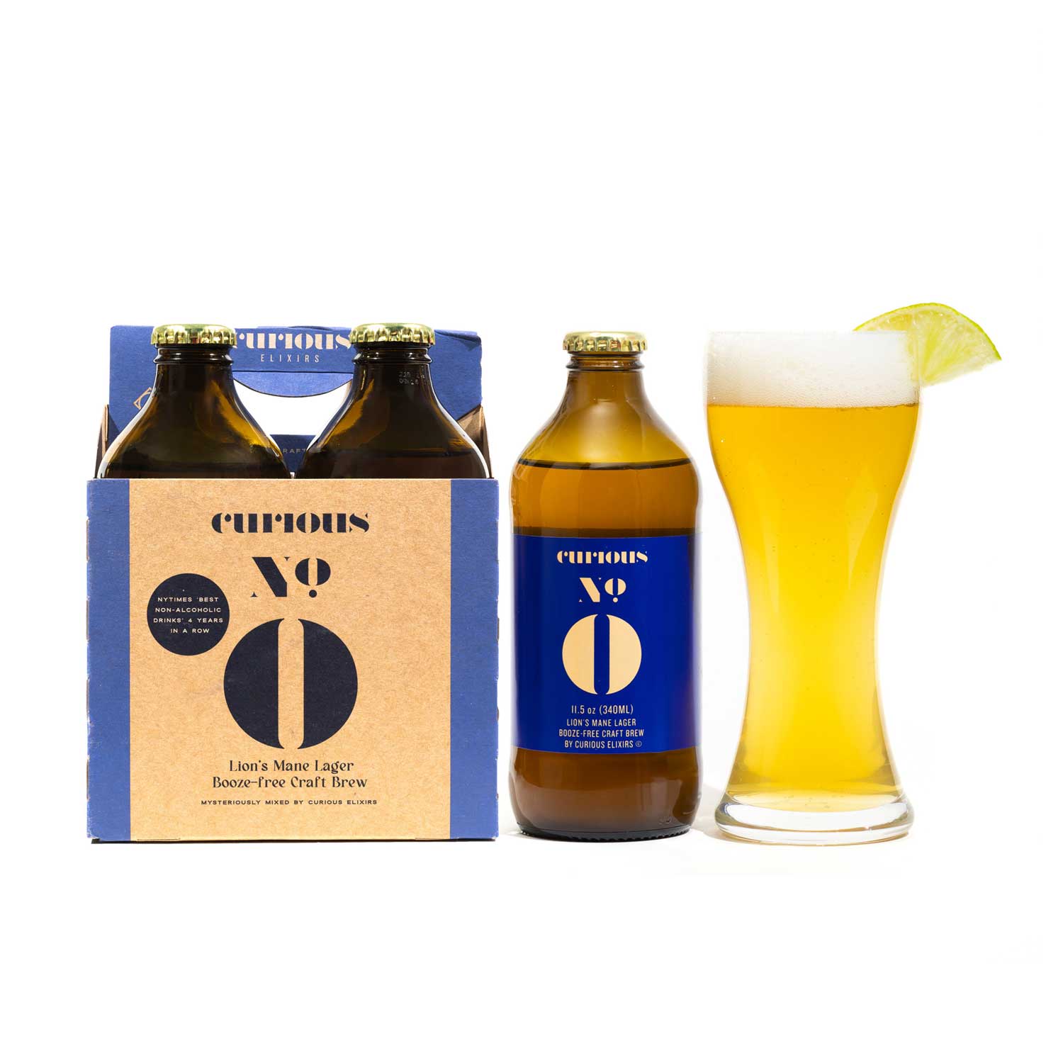Curious Zero Lions Mane Lager • Booze-Free Craft Brew