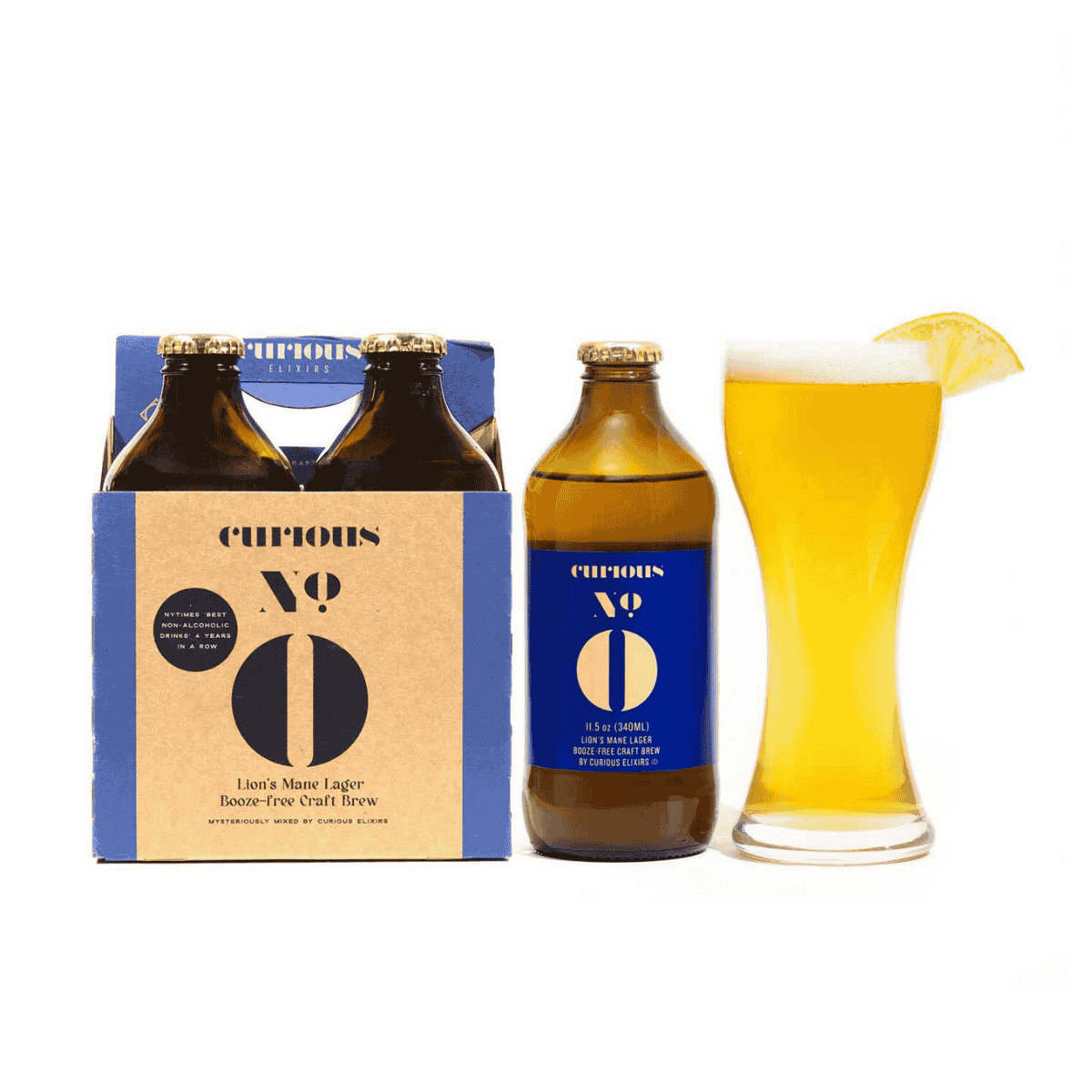 Curious Zero Lion's Mane Lager - functional non-alcoholic craft beer